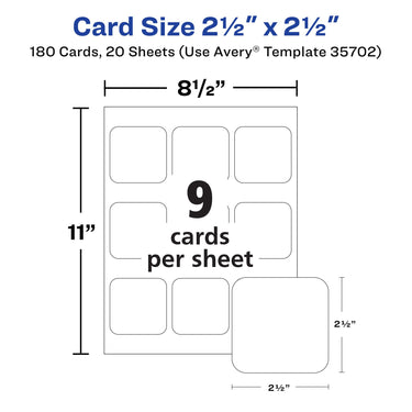 Avery Clean Edge Printable Square Cards with Sure Feed Technology, Rounded Corners, 2.5